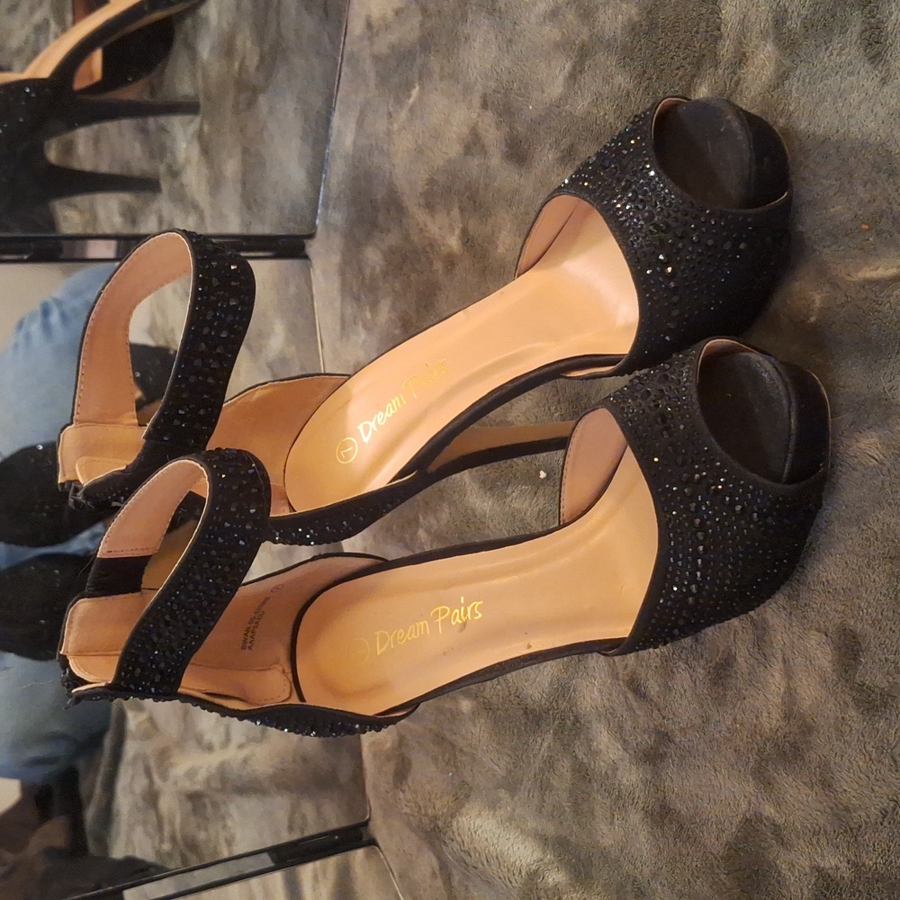 Black studded heels size 7
